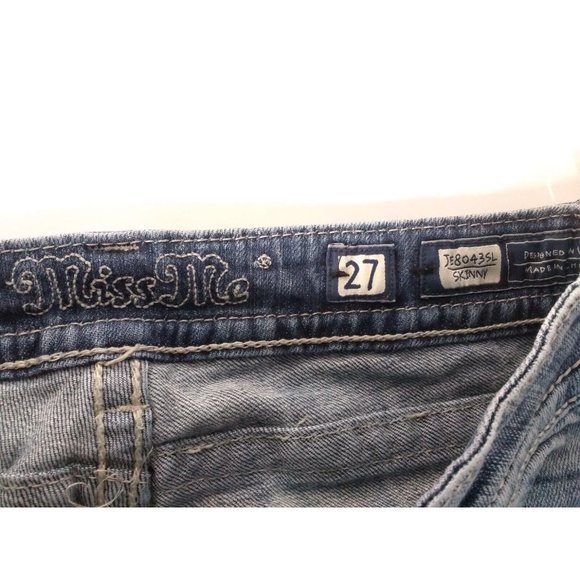 Miss Me Jeans Womens Size 27 JE80435L Skinny Rhinestone Stretch Cross 28x29 - Picture 6 of 6